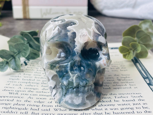 Moss Agate Skull